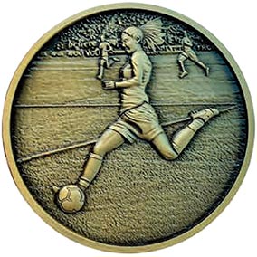 Gold Female Footballer Medal 60mm