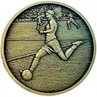 Gold Female Footballer Medal 60mm