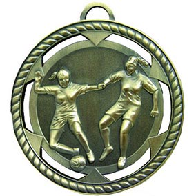 Female Antique Gold Tackle Medal 60mm