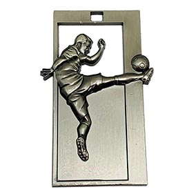 Silver Kick Football Medal 65mm