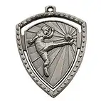 Silver Kick Football Shield Medal 65mm