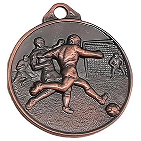 Bronze Shoot Football Medal 50mm