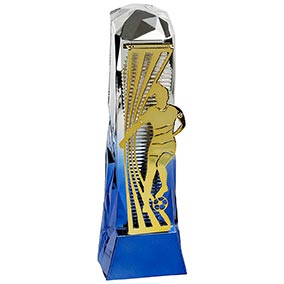 Female Blue Ice Gold Henge Football Trophy 23cm
