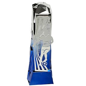 Female Blue Ice Silver Henge Football Trophy 23cm