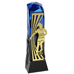 Female Blue Gold Henge Football Trophy 23cm