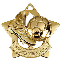 Gold Mini Star Football Medal 60mm