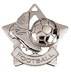 Silver Mini Star Football Medal 60mm