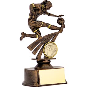 Antique Bronze Female Footballer 18cm