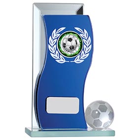 Blue Glass Football Laurel 125mm