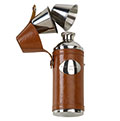 Stainless Steel Brown PU Vision Woodsman Flask 8oz