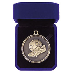 Power Boot Football Medal Box Antique Gold 50mm