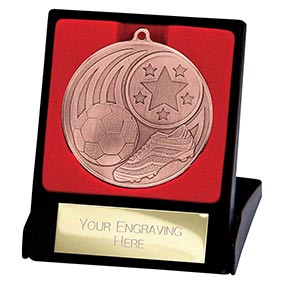 55mm Iconic Football Medal in Case Bronze
