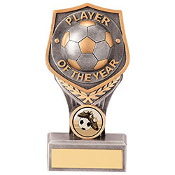 PLAYER'S PLAYER FOOTBALL TROPHIES 5 SIZES SILVER/GOLD,FREE ENGRAVING & CENTRES 