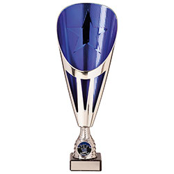 Rising Stars Deluxe Plastic Lazer Cup Silver & Blue 295mm