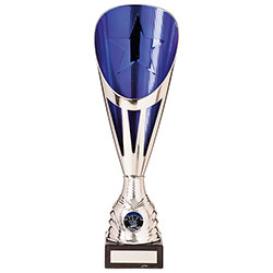 Rising Stars Deluxe Plastic Lazer Cup Silver & Blue 335mm