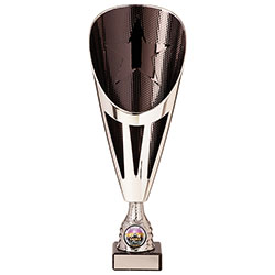 Rising Stars Deluxe Plastic Lazer Cup Silver & Black 295mm