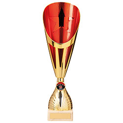 Rising Stars Deluxe Plastic Lazer Cup Gold & Red 335mm