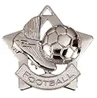 Silver Mini Star Football Medal 60mm