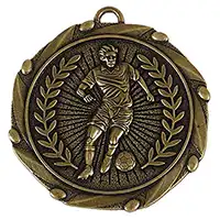 Antique Gold Footballer Medal & Ribbon 45mm