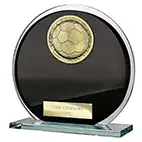 Seismic Black Glass Football Plaque 125mm