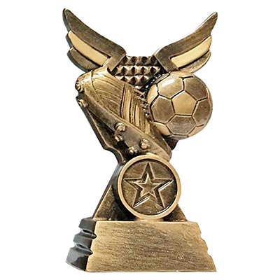 Antique Gold Wings Football Boot & Ball 15cm