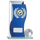 Blue Glass Football Laurel 125mm