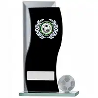 165mm Black Mirror Glass Football Award