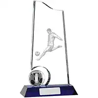 Glass 3D Footballer Award 23cm