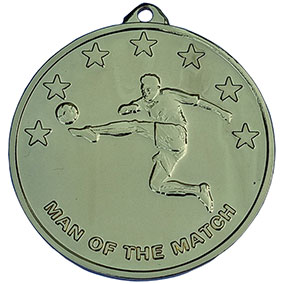 Gold Man Of The Match Football Medal 50mm