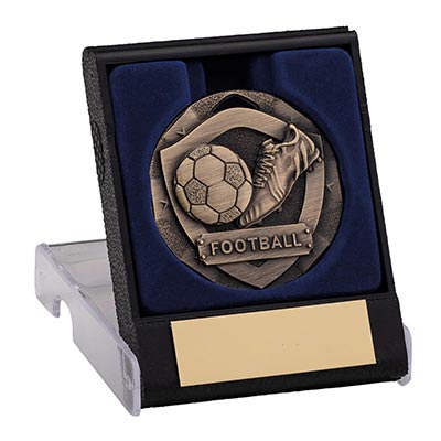 Football Boot and Ball Medal in Box Bronze 50mm