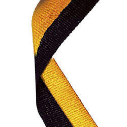 Black Gold Medal Ribbon 22mm